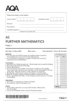 AQA AS&NewLine;FURTHER MATHEMATICS  Paper 1  &lpar; 7366&sol;1 &rpar;&NewLine;Question paper June 2026&NewLine;