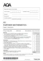 AQA AS&NewLine;FURTHER MATHEMATICS &lpar; 7366&sol;2M &rpar;&NewLine;Paper 2 Mechanics &NewLine;Question paper for June 2026