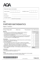 AQA AS&NewLine;FURTHER MATHEMATICS &lpar; 7366&sol;2S &rpar;&NewLine;Paper 2 Statistics &NewLine;Question paper for June 2026