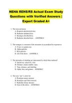 NEHA REHS&sol;RS Actual Exam Study &NewLine;Questions with Verified Answers &vert; &NewLine;Expert Graded A&plus; 