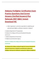 Bundle for Alabama Firefighter I&comma; II &comma;ALABAMA FIREFIGHTER PHYSICAL ABILITY TEST &comma; Alabama Firefighter Basic Skills Exam &comma;   Exam Practice  Questions And Correct Answers  &lpar;Verified Answers&rpar; Plus Rationale 2027  Q&A&vert; Instant Download Pdf&period; 
