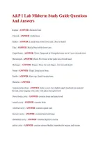 A&P 1 Lab Midterm Study Guide Questions &NewLine;And Answers