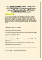 Club Pilates Written Final Exam & Practice Exam &ndash; &NewLine;&lpar;2 NEWEST VERSIONS&rpar; Questions with Correct &NewLine;Answers & Detailed Rationales &vert; COMPLETE &NewLine;LATEST UPDATE THIS YEAR 