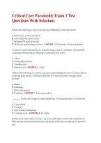 Critical Care Paramedic Exam 1 Test &NewLine;Questions With Solutions 