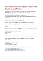 Critical Care Paramedic Exam Study Guide &NewLine;Questions And Answers 