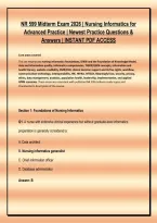NR 599 MIDTERM EXAM BUNDLE &sol; NURSING INFORMATICS FOR ADVANCED PRACTICE &lpar;2026&sol;2027&rpar; &vert; Complete Practice Test Bank &plus; Detailed Foundational & Theoretical Rationales &lbrack;GRADED A&plus;&rsqb;