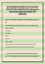 NR 599 NURSING INFORMATICS FOR ADVANCED &NewLine;PRACTICE FINAL EXAM PRACTICE &vert; 200 Questions &NewLine;with Answers & Rationales &vert; INSTANT PDF &NewLine;DOWNLOAD