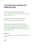 CCHT EXAM ACTUAL QUESTIONS WITH&NewLine;VERIFIED SOLUTIONS&NewLine;