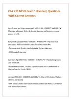 CLA 210 NCSU Exam 1 &lpar;Heinen&rpar; Questions With Correct Answers 