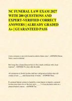 NC FUNERAL LAW EXAM 2027 &NewLine;WITH 200 QUESTIONS AND &NewLine;EXPERT-VERIFIED CORRECT &NewLine;ANSWERS &vert; ALREADY GRADED &NewLine;A&plus; &vert; GUARANTEED PASS