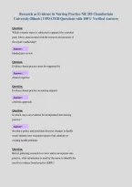 Research as Evidence in Nursing Practice NR 283 Chamberlain&NewLine;University-Illinois &vert; UPDATED Questions with 100&percnt; Verified Answers