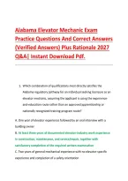 Alabama Elevator Mechanic Exam &NewLine;Practice Questions And Correct Answers &NewLine;&lpar;Verified Answers&rpar; Plus Rationale 2027 &NewLine;Q&A&vert; Instant Download Pdf&period;