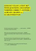 GEOLOGY EXAM LATEST 2027 &NewLine;WITH QUESTIONS AND EXPERT&NewLine;VERIFIED CORRECT ANSWERS &vert; &NewLine;ALREADY GRADED A&plus; &vert; &NewLine;GUARANTEED PASS