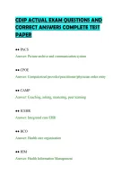 CDIP ACTUAL EXAM QUESTIONS AND&NewLine;CORRECT ANSWERS COMPLETE TEST&NewLine;PAPER