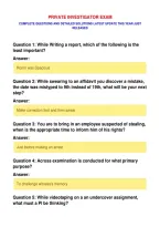 PRIVATE INVESTIGATOR EXAM&NewLine;COMPLETE QUESTIONS AND DETAILED SOLUTIONS LATEST UPDATE THIS YEAR JUST&NewLine;RELEASED