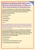 HESI Maternity OB Exam 2026&colon; 250 Accurate &NewLine;Questions with Detailed Answers & Rationales - Most Tested Questions for Guaranteed Pass 