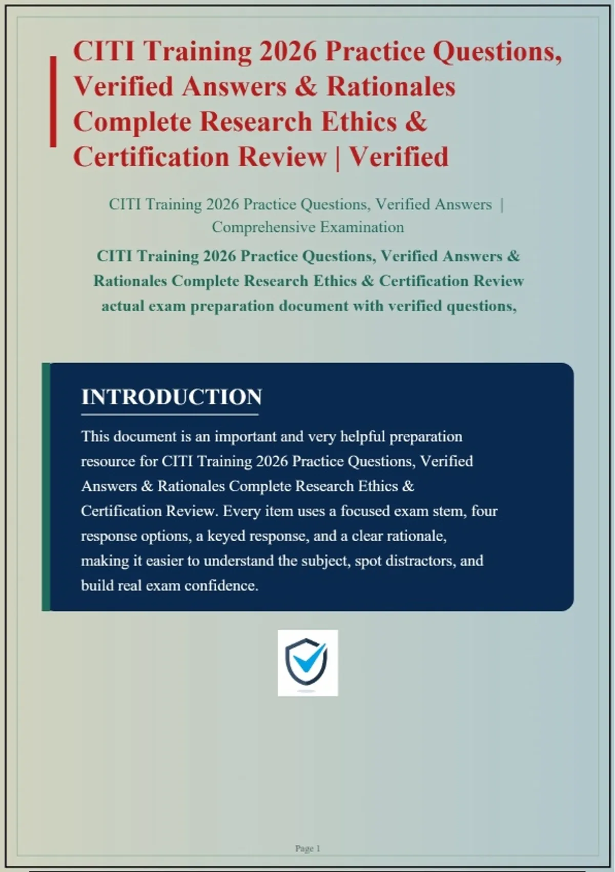 Citi Program Citi Training 2026 Practice Questions, Verified Answers & Rationales ...