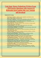 UTAH STATE MASTER ESTHETICIAN WRITTEN EXAM BUNDLE &lpar;2026&sol;2027&rpar; &vert; Complete UDOPL Practice Test Bank &plus; Detailed Laser&comma; Peel & Safety Rationales &lbrack;GRADED A&plus;&rsqb;