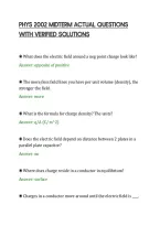 PHYS 2002 MIDTERM ACTUAL QUESTIONS&NewLine;WITH VERIFIED SOLUTIONS