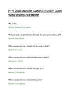 PHYS 2002 MIDTERM COMPLETE STUDY GUIDE&NewLine;WITH SOLVED QUESTIONS&NewLine;
