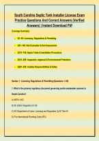 South Carolina Septic Tank Installer License Exam &NewLine;Practice Questions And Correct Answers &lpar;Verified &NewLine;Answers&rpar; &vert; Instant Download Pdf 