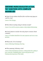 CERTIFIED NURSE EDUCATOR ACTUAL&NewLine;TEST QUESTIONS WITH COMPLETE&NewLine;ANSWER KEY&NewLine;