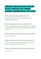 CERTIFIED NURSE EDUCATOR UPDATED&NewLine;ACTUAL QUESTIONS AND CORRECT&NewLine;ANSWERS COMPREHENSIVE STUDY GUIDE