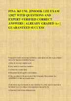 FINA 365 UNL JINSOOK LEE EXAM &NewLine;12027 WITH QUESTIONS AND &NewLine;EXPERT-VERIFIED CORRECT &NewLine;ANSWERS &vert; ALREADY GRADED A&plus; &vert; &NewLine;GUARANTEED SUCCESS