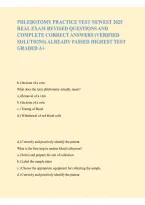 PHLEBOTOMY PRACTICE TEST 2025 &vert; UPDATED EXAM REVIEW&comma; PRACTICE QUESTIONS & ANSWERS