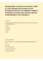 PHLEBOTOMY NATIONAL EXAM STUDY GUIDE &vert; LATEST 2025-2026 REVIEW&comma; PRACTICE QUESTIONS & ANSWERS