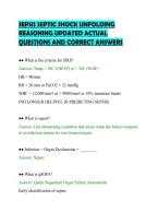 SEPSIS SEPTIC SHOCK UNFOLDING&NewLine;REASONING UPDATED ACTUAL&NewLine;QUESTIONS AND CORRECT ANSWERS