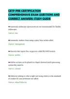 CETP PRE CERTIFICATION&NewLine;COMPREHENSIVE EXAM QUESTIONS AND&NewLine;CORRECT ANSWERS STUDY GUIDE