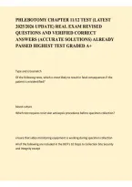 PHLEBOTOMY CHAPTERS 11-12 TEST &vert; LATEST 2025-2026 UPDATE&comma; REVISED PRACTICE QUESTIONS & EXAM REVIEW