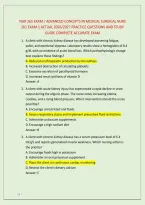 NUR 265 EXAM &sol; ADVANCED CONCEPTS IN MEDICAL SURGICAL NURS &NewLine;261 EXAM 1 ACTUAL 2026&sol;2027 PRACTICE QUESTIONS AND STUDY &NewLine;GUIDE COMPLETE ACCURATE EXAM