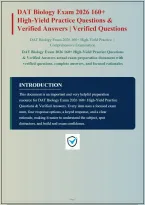 DAT BIOLOGY EXAM 2026 HIGH-YIELD PRACTICE QUESTIONS AND CORRECT ANSWERS &lpar;VERIFIED ANSWERS&rpar; PLUS RATIONALES&vert; INSTANT DOWNLOAD PDF