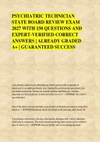 PSYCHIATRIC TECHNICIAN &NewLine;STATE BOARD REVIEW EXAM &NewLine;2027 WITH 150 QUESTIONS AND &NewLine;EXPERT-VERIFIED CORRECT &NewLine;ANSWERS &vert; ALREADY GRADED &NewLine;A&plus; &vert; GUARANTEED SUCCESS