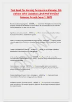 Test Bank for Nursing Research in Canada&comma; 5th&NewLine;Edition With Questions And Well Verified&NewLine;Answers Actual Exam&excl;&excl;&excl; 2026