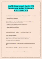 Legal & Ethical Issues in Nursing With&NewLine;Questions And Well Verified Answers&NewLine;Actual Exam&excl;&excl;&excl; 2026