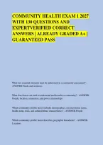 COMMUNITY HEALTH EXAM 1 2027 &NewLine;WITH 130 QUESTIONS AND &NewLine;EXPERTVERIFIED CORRECT &NewLine;ANSWERS &vert; ALREADY GRADED A&plus; &vert; &NewLine;GUARANTEED PASS