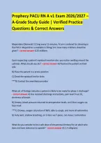 Prophecy PACU RN A v1 Exam 2026&sol;2027 &ndash; A-Grade Study Guide &vert; Verified Practice Questions & Correct Answers 