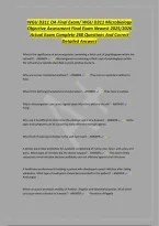 WGU D311 OA Final Exam&sol; WGU D311 Microbiology&NewLine;Objective Assessment Final Exam Newest 2025&sol;2026&NewLine;Actual Exam Complete 260 Questions And Correct&NewLine;Detailed Answers