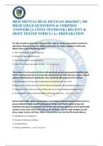 HESI MENTAL HEALTH EXAM 2026&sol;2027 &vert; 350 HIGH-YIELD QUESTIONS & VERIFIED ANSWERS &vert; LATEST TESTBANK &vert; RECENT & MOST TESTED TOPICS &vert; A&plus; PREPARATION