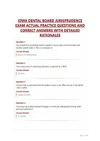 IOWA DENTAL BOARD JURISPRUDENCE&NewLine;EXAM ACTUAL PRACTICE QUESTIONS AND&NewLine;CORRECT ANSWERS WITH DETAILED&NewLine;RATIONALES