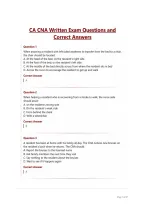 CA CNA Written Exam Questions and&NewLine;Correct Answers