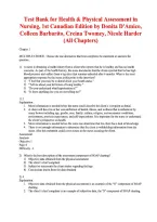 Health & Physical Assessment in Nursing &ndash; Canadian Edition &lpar;1st Edition&rpar; &vert; Test Bank with Questions and Answers
