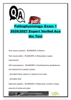Pathophysiology Exam 1 &vert; 2026&sol;2027 &vert; 150&plus; Questions & Answers &vert; Fluid Balance&comma; Cellular Injury&comma; Cardiac Function & Atherosclerosis