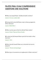 PILATES FINAL EXAM COMPREHENSIVE&NewLine;QUESTIONS AND SOLUTIONS