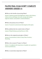 PILATES FINAL EXAM SCRIPT COMPLETE&NewLine;ANSWERS GRADED A&plus;