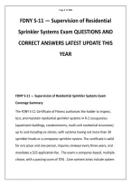 FDNY S-11 &mdash; Supervision of Residential Sprinkler Systems Exam QUESTIONS AND CORRECT ANSWER is the New York City Fire Department Certificate of Fitness examination for individuals responsible for supervising residential sprinkler systems&period; FDNY identifies S