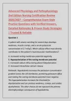 Advanced Physiology & Pathophysiology 2nd Ed&period; &vert; Exam Study Guide 2026&sol;2027 &vert; Practice Questions&comma; Test-Taking Strategies &plus; Verified Answers & Rationales
